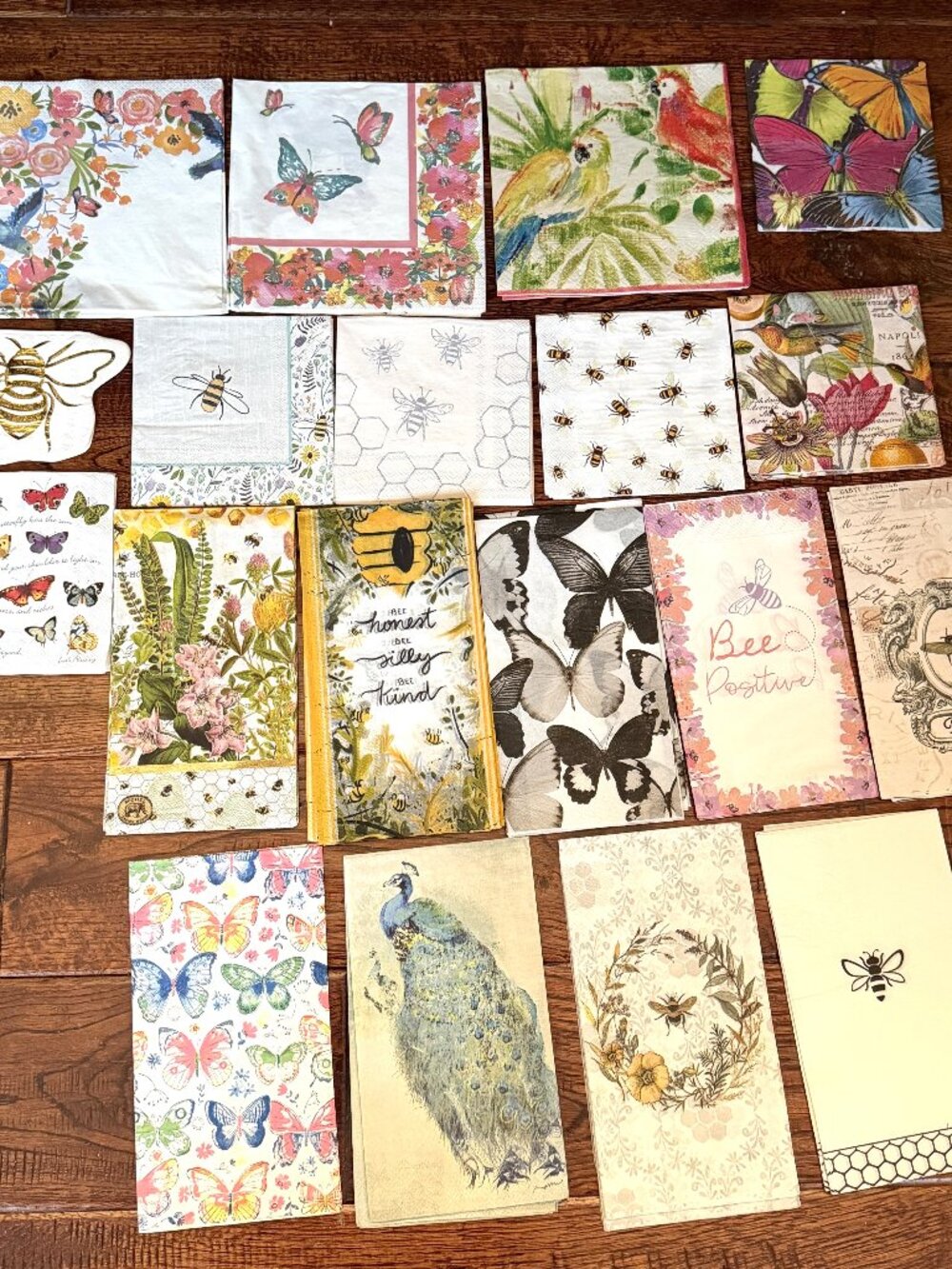 38 Napkins for Crafts/Decoupage - Birds, Bees, & Butterfly Theme-19 Napkins (x2)